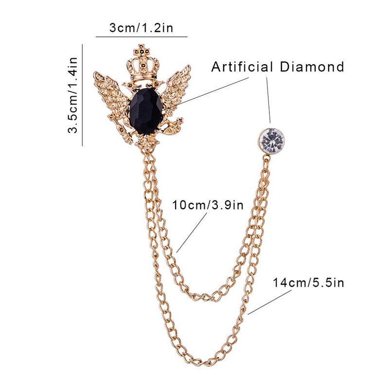 Huture Men's Brooch Suit Pin Badge with Chains and Buckle Chain Collar Lapel Pin for Men and Women Suit Tuxedo Tie Hat Scarf - Image 2